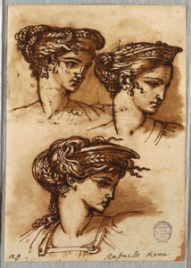 Three Studies of a Head with Diadem and Braided Hair, after Raphael by Felice Giani
