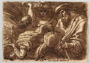 Two Women with a Basket by Felice Giani