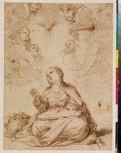 Young Virgin Mary Sewing