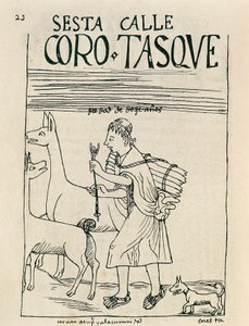 A young man herding llamas and gathering wood (Ink drawing) by Felipe Huaman Poma de Ayala