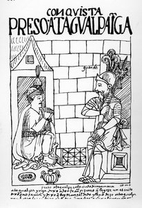 Atahualpa Inca in his prison at Cajamarca