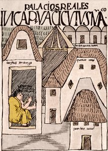 Inca Empire: Temples and Palaces in Cuzco, Peru - Ink Drawing from the Manuscript 