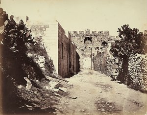 View of a Section of the City Walls and the House of Saint Anne, in Jerusalem by Félix Bonfils