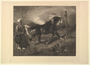 Arabian Horse at the Stake, after Delacroix