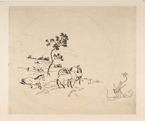 Decoration for a Plate: A Field, 1870 by Felix Bracquemond