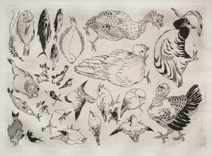 Dinner Service Rousseau Service: Ducks, Fish, etc. No. 12, 1866 by Felix Bracquemond