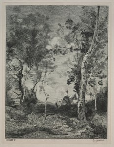 Landscape, or The White Horse, after Corot by Felix Bracquemond