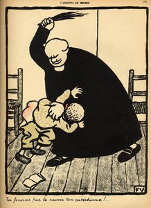 A priest beats a boy, from 