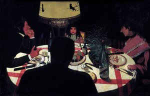 Dinner, Lamp Effect by Felix Edouard Vallotton