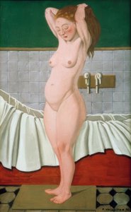 Woman Bathing and Combing Her Hair by Felix Edouard Vallotton