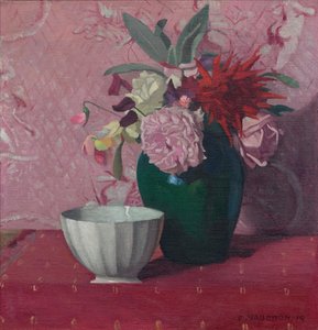 Green vase and white bowl by Felix Edouard Vallotton