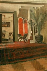 Interior, Living Room with Staircase and Dining Room in the Background