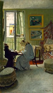 Woman Writing in an Interior by Felix Edouard Vallotton