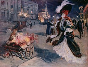Paris by night in the Opera quarter, 1907 by Felix Fournery