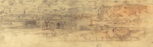 Estuary with a Fortified Seaport at Left and Cliffs at Right by Felix Hilaire Buhot
