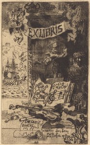 Ex-libris of Leon Lerey by Felix Hilaire Buhot