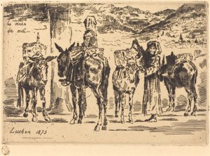 Sheet of Donkeys from the South by Felix Hilaire Buhot