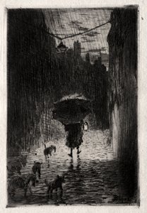 Rain and Umbrella by Felix Hilaire Buhot