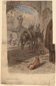 Bernini Fountain, Rome [recto] by Felix Octavius Carr Darley