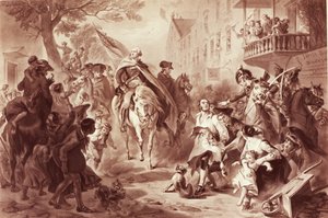 George Washington entering New York in 1783, engraved by Alexander Hay Ritchie by Felix Octavius Carr Darley