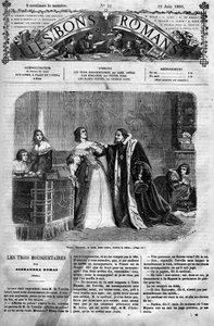 The Three Musketeers by Alexandre Dumas. Queen Anne of Austria must deliver a letter to the Chancellor. by Felix Philippoteaux