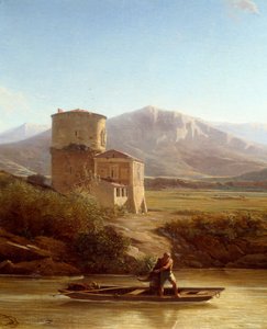 A Fisherman on the Banks of the Tiber in Italy (detail) by Felix Thomas