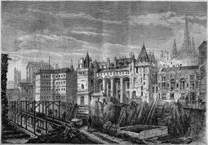 Architecture: view of the western facade of the former palace of the kings of France on the Ile de la Cite, in Paris by Felix Thorigny