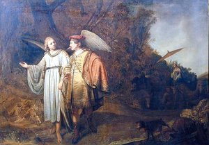 Tobias and the Angel Gabriel by Ferdinand (attr.) Bol