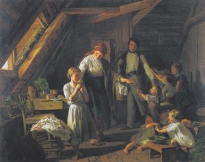 Parting of the Parents - The Oldest Child Takes Care of Siblings in the Absence of Parents by Ferdinand Georg Waldmuller
