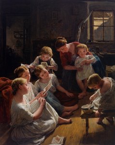 Children in the Morning Looking at Pictures