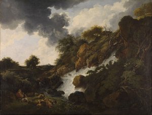 Mountain Landscape with Waterfall