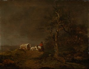 Thunderstorm Landscape with Peasant Wagon by Ferdinand Kobell