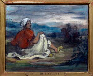 An Arab Sitting in the Countryside on the Edge of a Road by Ferdinand Victor Eugene Delacroix