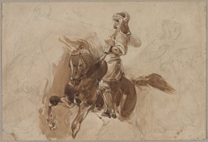 Armored Figure on Horseback, c. 1828 by Ferdinand Victor Eugene Delacroix