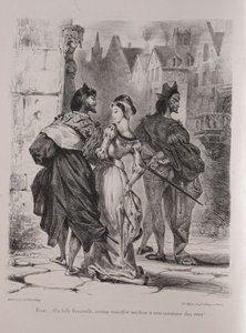 Illustrations for Faust: Faust Seeks to Allure Marguerite by Ferdinand Victor Eugene Delacroix