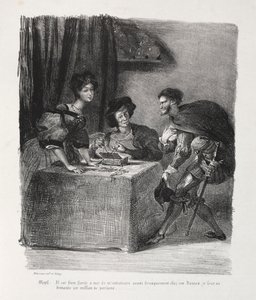 Illustrations for Faust: Mephistopheles is at Marthe by Ferdinand Victor Eugene Delacroix