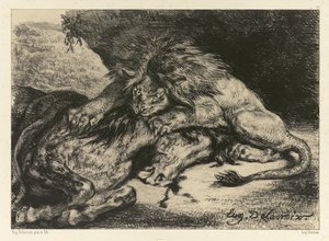 Lion Devouring a Horse by Ferdinand Victor Eugene Delacroix