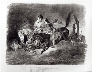 Mephistopheles and Faust Riding in the Night, Illustration for Faust by Goethe, 1828 by Ferdinand Victor Eugene Delacroix
