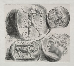 Sheet with Four Antique Medals by Ferdinand Victor Eugene Delacroix