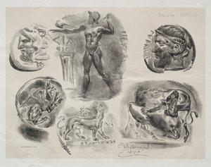 Sheet with Six Antique Medals, 1825 by Ferdinand Victor Eugene Delacroix