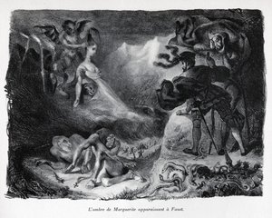 The shadow of Gretschen appears at Faust by Ferdinand Victor Eugene Delacroix