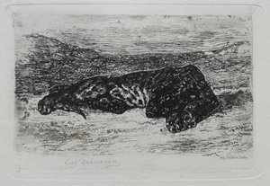Tiger Lying in the Desert by Ferdinand Victor Eugene Delacroix