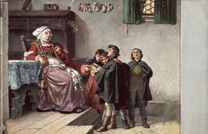 Martin Luther Singing to Frau Cotta When He Was a Student in Eisenach, Germany, 1499 by Ferdinand Wilhelm Pauwels