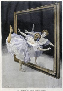 Classical dance: dancer doing exercises in front of a mirror - n.d., German doc.
