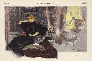 Woman at home in the evening