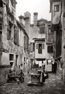 A Courtyard Surrounded by Buildings in Venice, c.1880 by Ferdinando Ongania