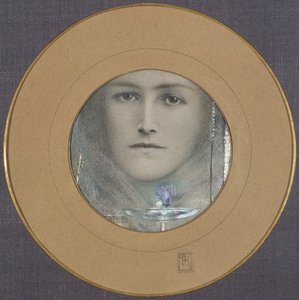 Brown Eyes and a Blue Flower by Fernand Khnopff