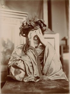 Woman Leaning on a Table, Hands in Front of Face