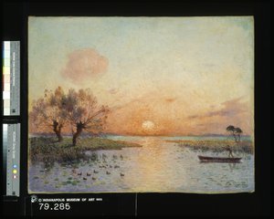 The Pond At Sunset by Fernand Loyen du Puigaudeau
