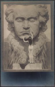Back View of a Nude in Front of a Portrait of Beethoven by Fidus